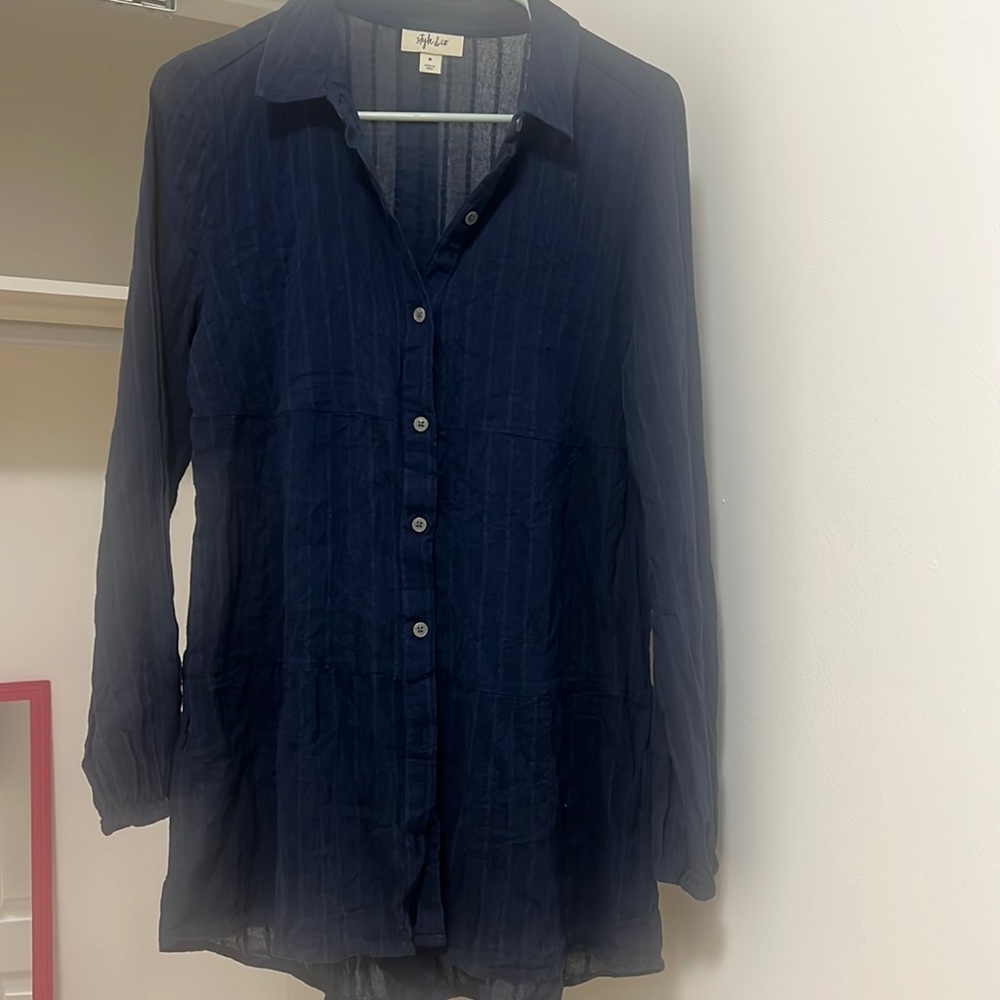 Style & Co Linen Button Down Shirt M